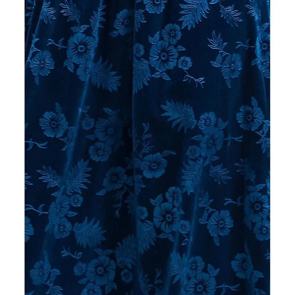 Suzanne Betro Dresses Blue Floral V Neck Midi Dress Size 2X - Picture 4 of 4